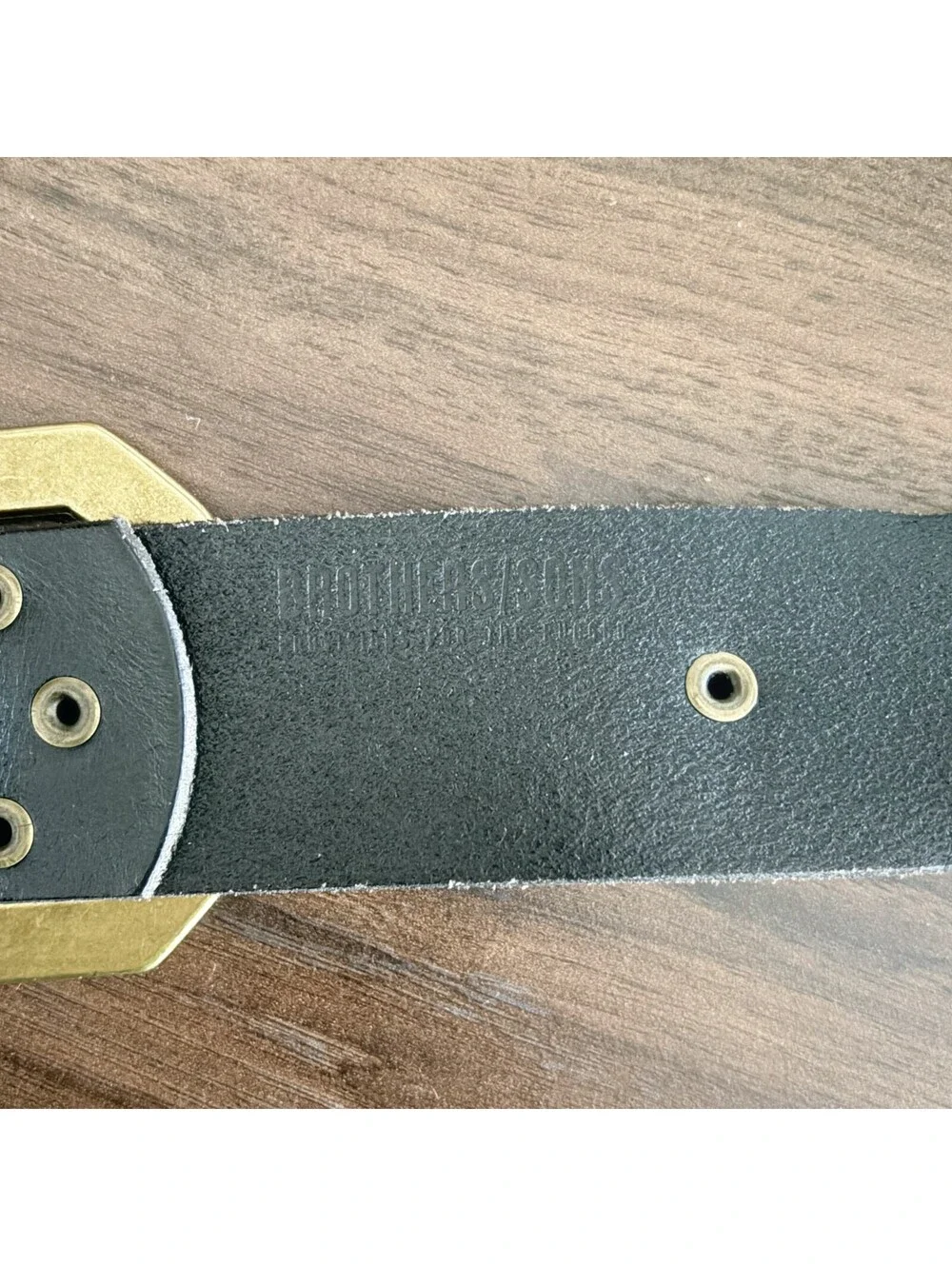 Western Leather Belt Brown Gold Metal Studs and Buckle